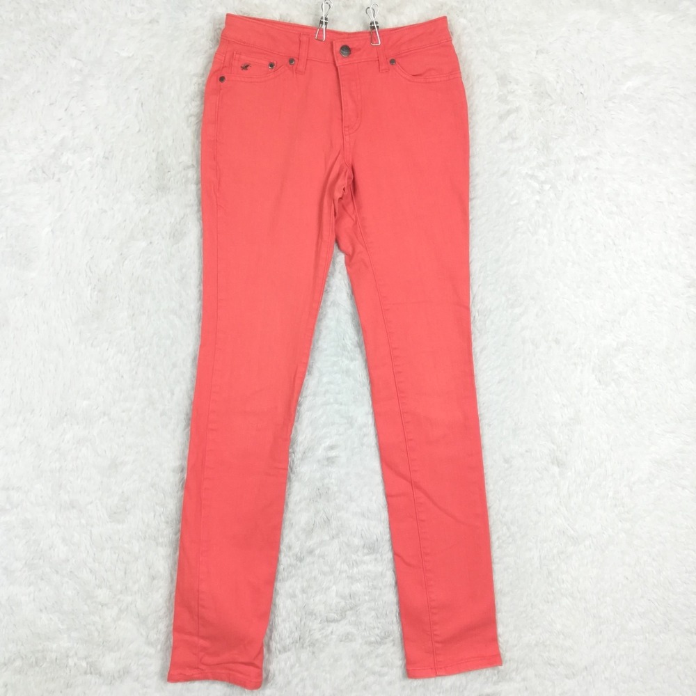 Kenneth Cole Womens Jeans Slim Straight Leg Orange Coral Denim Low Rise‎ 25